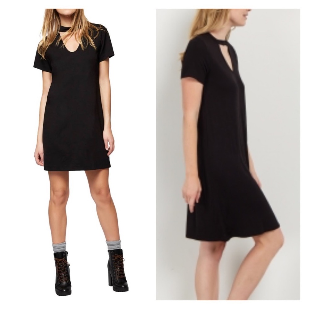 Black Mock Neck Swing Dress